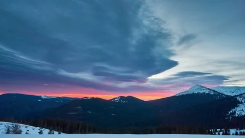 4K. Sunset clouds on the sky in horizon. Time-lapse. Stock Footage 84210273