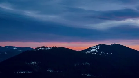 4K. Sunset clouds on the sky in horizon. Time-lapse. Stock Footage 84210520
