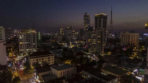 4K Sunset hyperlapse time-lapse of Boeung Keng Kang 1 neighborhood in Phnom Penh Vídeos de archivo 227467292