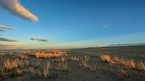 4K. Sunset on the lake Khar-Us Nuur, Mongolia. Ultra HD, 4096x2304 Stock Footage 106970248