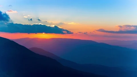 4K. Sunset in Mountains  .Without birds, timelapse Video stock 79102750