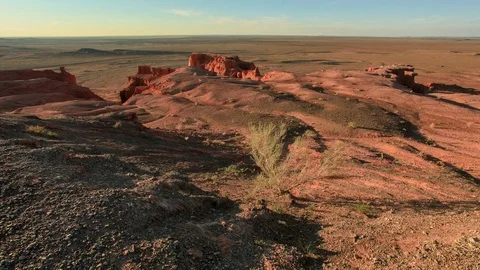 4K. Sunset over the canyon Bayanzag, Mongolia. Ultra HD, 4096x2304 Stock Footage 73916579