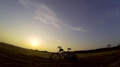4K. Sunset over the field. Stock Footage 62637350