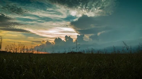4k Sunset Over Field Timelapse Stock Footage 79111165