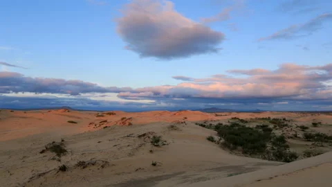 4K. Sunset over the Gobi desert, Mongolia. Ultra HD, 4096x2304 Stock Footage 106942538