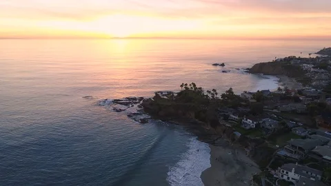 4K Sunset Over Laguna Beach, Southern California Stock Footage 70370468