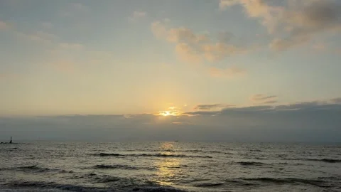 4K Sunset over Ocean with Calm Ambient Wave Sounds Stock Footage 331973499