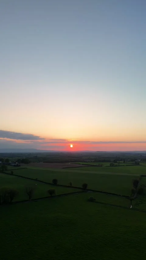 4K Sunset Over Rural Fields and Horizon Stock-Footage 333928597