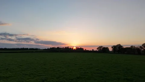 4K Sunset Over Rural Fields and Horizon Stock-Footage 333928612