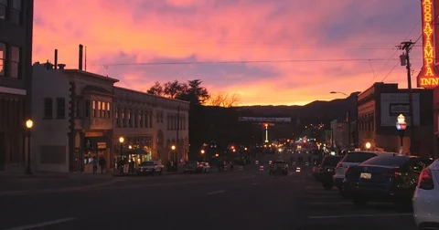 4K SUNSET OVER SMALL TOWN Stock Footage 74930744
