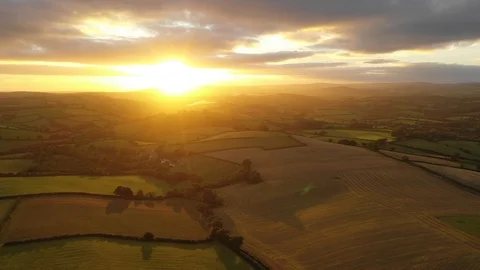 4K Sunset Pan Around Devon Landscape Stock Footage 104675739