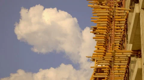4K, Sunset shot of a construction site and clouds Stock Footage 53226477