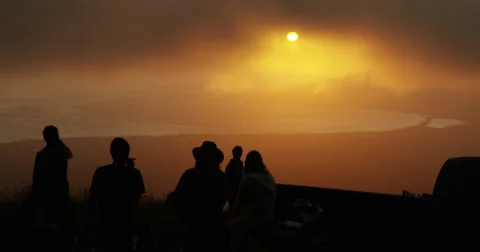 4K: Sunset Silhouettes Of Persons / Juggling Stock Footage 63153660