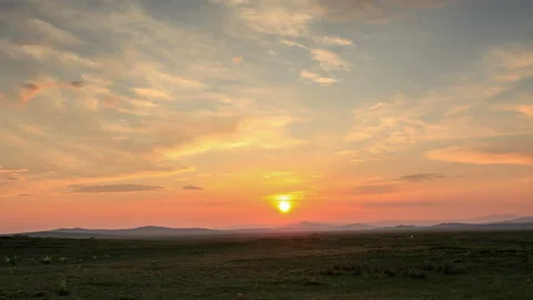 4K. Sunset in the steppes of the Gobi desert, Mongolia. Ultra HD, 4096x2304 Stock Footage 106938665