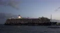 4k Sunset time with illuminated cruise ship in Madeira 4k or 4k+ Resolution