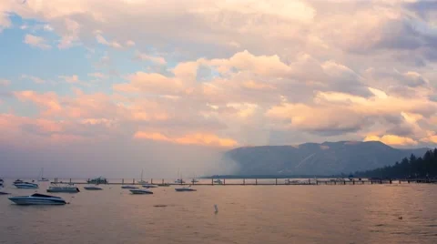 4K Sunset Time lapse in Lake Tahoe with Smoke from King Fire Stock Footage 41828412