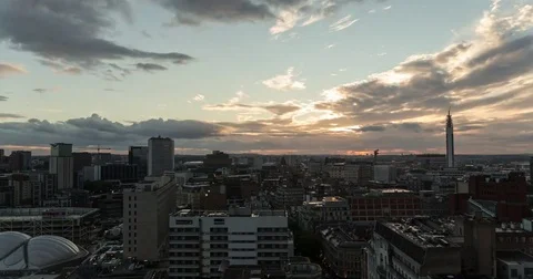 4K sunset time lapse over Birmingham, UK Stock Footage