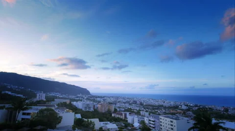 4K sunset time lapse of Saint-Denis, La Réunion Stock Footage 57909893