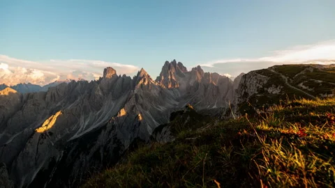 4k Sunset Time-lapse Video In The Dolomites Mountains. Motorized Slider. Stock Footage 214475305