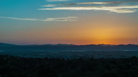 4K Sunset timelapse from above a valley Stock Footage 45706674