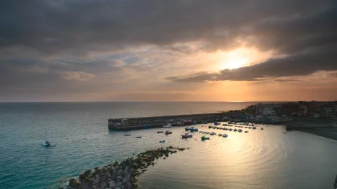 4K Sunset Timelapse of Playa San Juan Marina, Tenerife Stock Footage 314264274