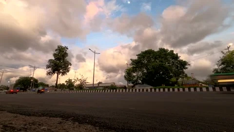 4K Sunset Timelapse of post lockdown traffic on Express Highway, Mumbai, India Stock Footage 134122872