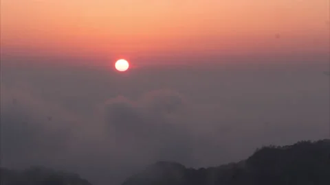 4K Sunset Timelapse in Yellow Mountain (HuangShan) with Clouds, Shanghai, China Stock Footage 133569947