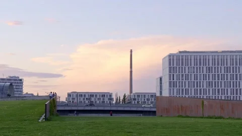 4K Sunset View of Central Berlin with City Skyline Stock Footage 276710963