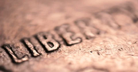 4k Super Macro Close Ups- U.S. Currency- "Liberty" Printed on Quarter Stock Footage