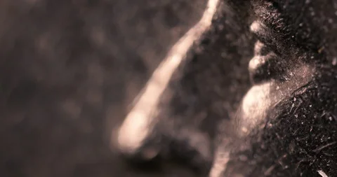 4k Super Macro Close Ups- U.S. Currency- George Washington Profile on Quarter Stock Footage 129395071