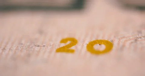 4k Super Macro Close Ups- U.S. Currency- "20" Printed on on $20 Bill Stock Footage 129395364