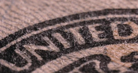 4k Super Macro Close Ups- U.S. Currency- "United States" Printed on on $20 Bill Stock Footage 129395423