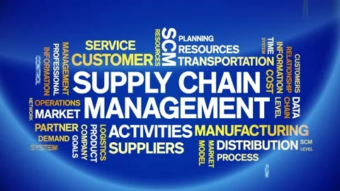 4k Supply Chain Management Animated Tag Word Cloud,Text Animation seamless loop Stock Footage 150667491