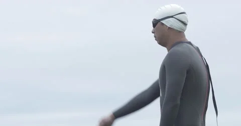 4k Swimmer does warmups Stock Footage 40274122