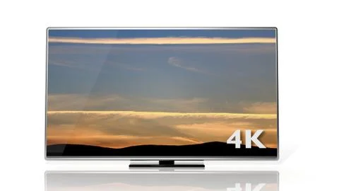 4K symbol and display with sunset sky isolated Stock Illustration