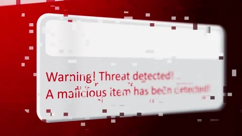 4K System Failure virus alert warning sign with digital binary code 3d loop Stock Footage 183400099