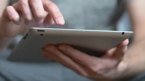 4K Tablet Device in Use Gestures on Screen Stock Footage