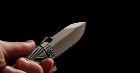 4K - Tactical Knife in hand Video stock 58596374