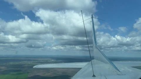4k Tail wings of small airplane in the sky. Stock Footage 154656940