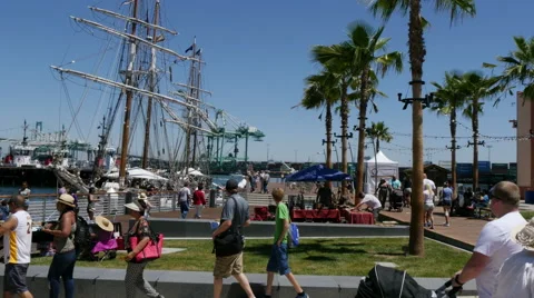 4K Tall Ship Challenge Crowd San Pedro California Stock Footage 41206006