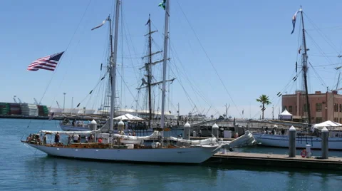 4K Tall Ship Docked Stock Footage 41206278