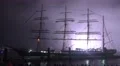 4k Tall ship Kruzenshtern with big fireworks behind 4k or 4k+ Resolution