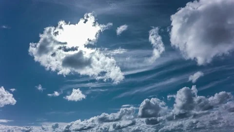 4k Taym laps daytime sky with fluffy clouds, Looping video Stock Footage 77411823