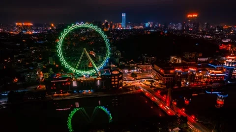 4K Teal and Orange Tone Timelapse, Symphony Ferris Wheel, Zhongshan Guangdong Видео 344679486