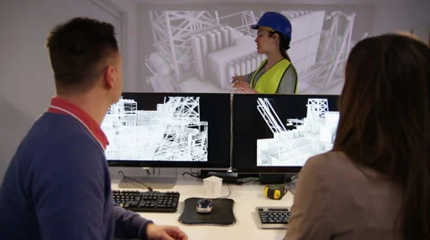 4K Team of architects or engineers, working on a project using computer software Stock-Footage 61163676