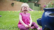 4K Tears &Amp; Tantrums - Portrait Of Little Girl Crying In The Garden Stock Footage