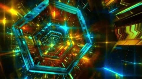 4k Tech Hexagon Tunnel Motion Background Stock Footage 328544459