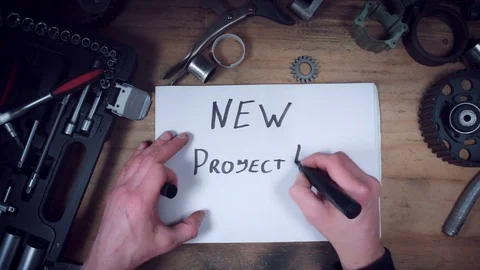 4K Technical Shot from Above of New Project on Paper 스톡 동영상 73752991