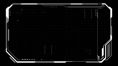 4K technology HUD frame border animation featuring a clean white interface on a  Stock-Footage 336565991