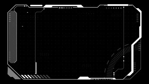 4K technology HUD frame border animation featuring a clean white interface on a  Stock Footage 336565996